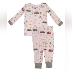 ANGEL DEAR, Bamboo LS Loungewear set - Big Red Barn Pink, Various Sizes